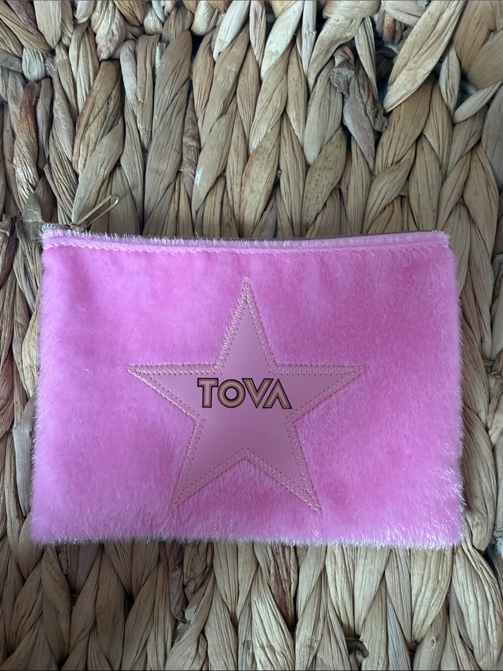 Pink Fuzzy Star Cosmetic Pouch